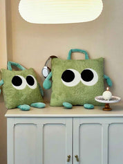 Big Eyes 2 - in - 1 Convertible Throw Pillow Blanket, Cute Whimsical Soft Cushion - Big Eyes 2-in-1 Convertible Blanket-Green-Medium - INSPECIAL HOME