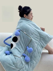 Big Eyes 2 - in - 1 Convertible Throw Pillow Blanket, Cute Whimsical Soft Cushion - Big Eyes 2-in-1 Convertible Blanket-Green-Medium - INSPECIAL HOME