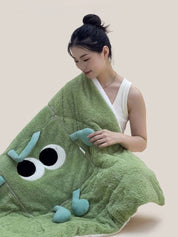 Big Eyes 2 - in - 1 Convertible Throw Pillow Blanket, Cute Whimsical Soft Cushion - Big Eyes 2-in-1 Convertible Blanket-Green-Medium - INSPECIAL HOME