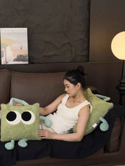 Big Eyes 2 - in - 1 Convertible Throw Pillow Blanket, Cute Whimsical Soft Cushion - Big Eyes 2-in-1 Convertible Blanket-Green-Medium - INSPECIAL HOME