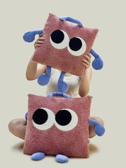 Big Eyes 2 - in - 1 Convertible Throw Pillow Blanket, Cute Whimsical Soft Cushion - Big Eyes 2-in-1 Convertible Blanket-Pink-Medium - INSPECIAL HOME