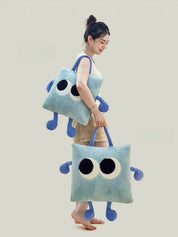 Big Eyes 2 - in - 1 Convertible Throw Pillow Blanket, Cute Whimsical Soft Cushion - Big Eyes 2-in-1 Convertible Blanket-Green-Medium - INSPECIAL HOME