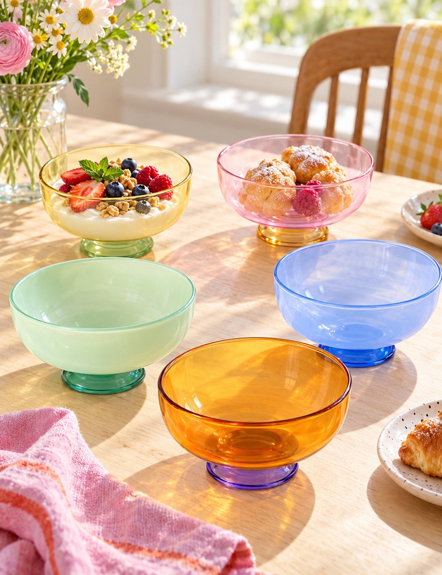 Candy Glass Bowl, Dopamine Cereal Fruit Desert Bowl for Brunch Table Setting, Everyday Dining -bowls- Candy Glass Bowl-Toffee - INSPECIAL HOME