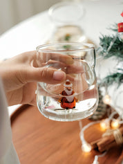Christmas Cheer Glass Tumblers, Whimsical Santa Xmas Tree Cups for Holiday Table Settings -Tumblers- Christmas Glass Tumblers -Christmas Tree - INSPECIAL HOME