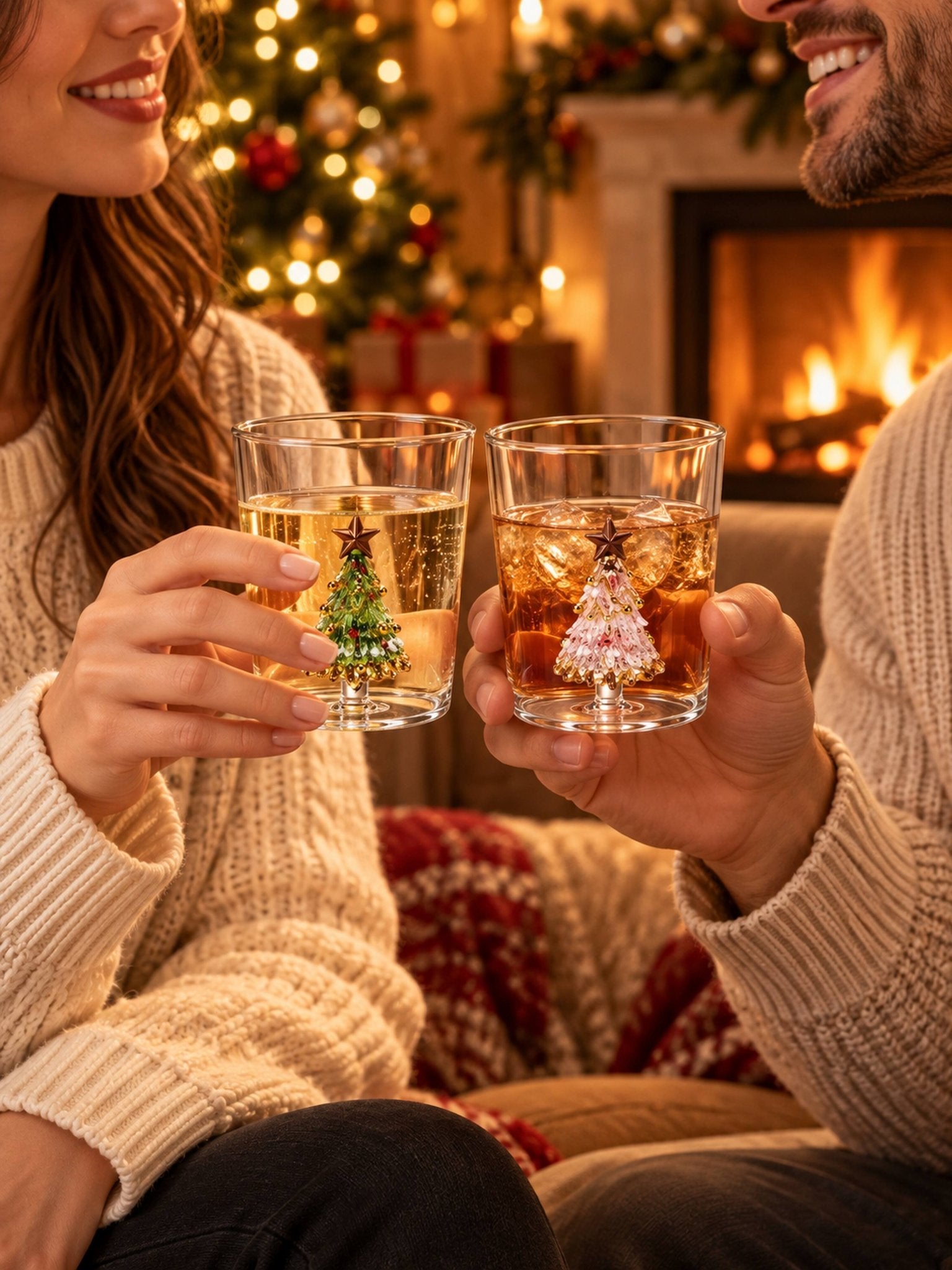 Christmas Tree Glass Tumblers Set of 2, Whimsical Glassware for Holiday Table Settings and Christmas Parties -Tumbler- Christmas Cheer Glass Tumblers Set of 2, Whimsical Pink and Green Tree Glassware for Holiday Table Settings and Christmas Parties - INSPECIAL HOME