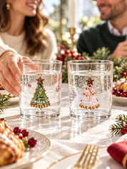 Christmas Tree Glass Tumblers Set of 2, Whimsical Glassware for Holiday Table Settings and Christmas Parties -Tumbler- Christmas Cheer Glass Tumblers Set of 2, Whimsical Pink and Green Tree Glassware for Holiday Table Settings and Christmas Parties - INSPECIAL HOME