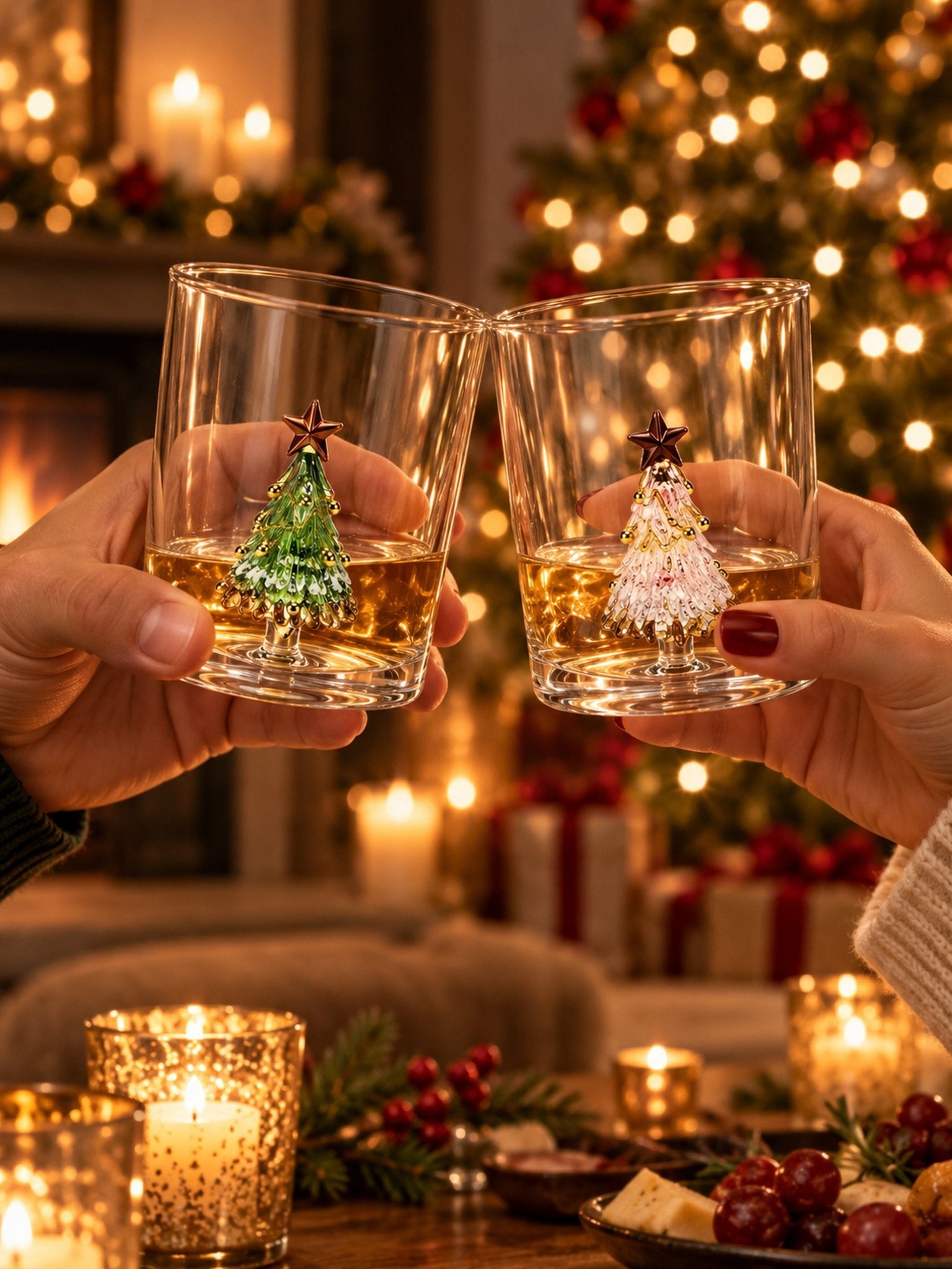 Christmas Tree Glass Tumblers Set of 2, Whimsical Glassware for Holiday Table Settings and Christmas Parties -Tumbler- Christmas Cheer Glass Tumblers Set of 2, Whimsical Pink and Green Tree Glassware for Holiday Table Settings and Christmas Parties - INSPECIAL HOME
