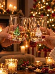 Christmas Tree Glass Tumblers Set of 2, Whimsical Glassware for Holiday Table Settings and Christmas Parties -Tumbler- Christmas Cheer Glass Tumblers Set of 2, Whimsical Pink and Green Tree Glassware for Holiday Table Settings and Christmas Parties - INSPECIAL HOME