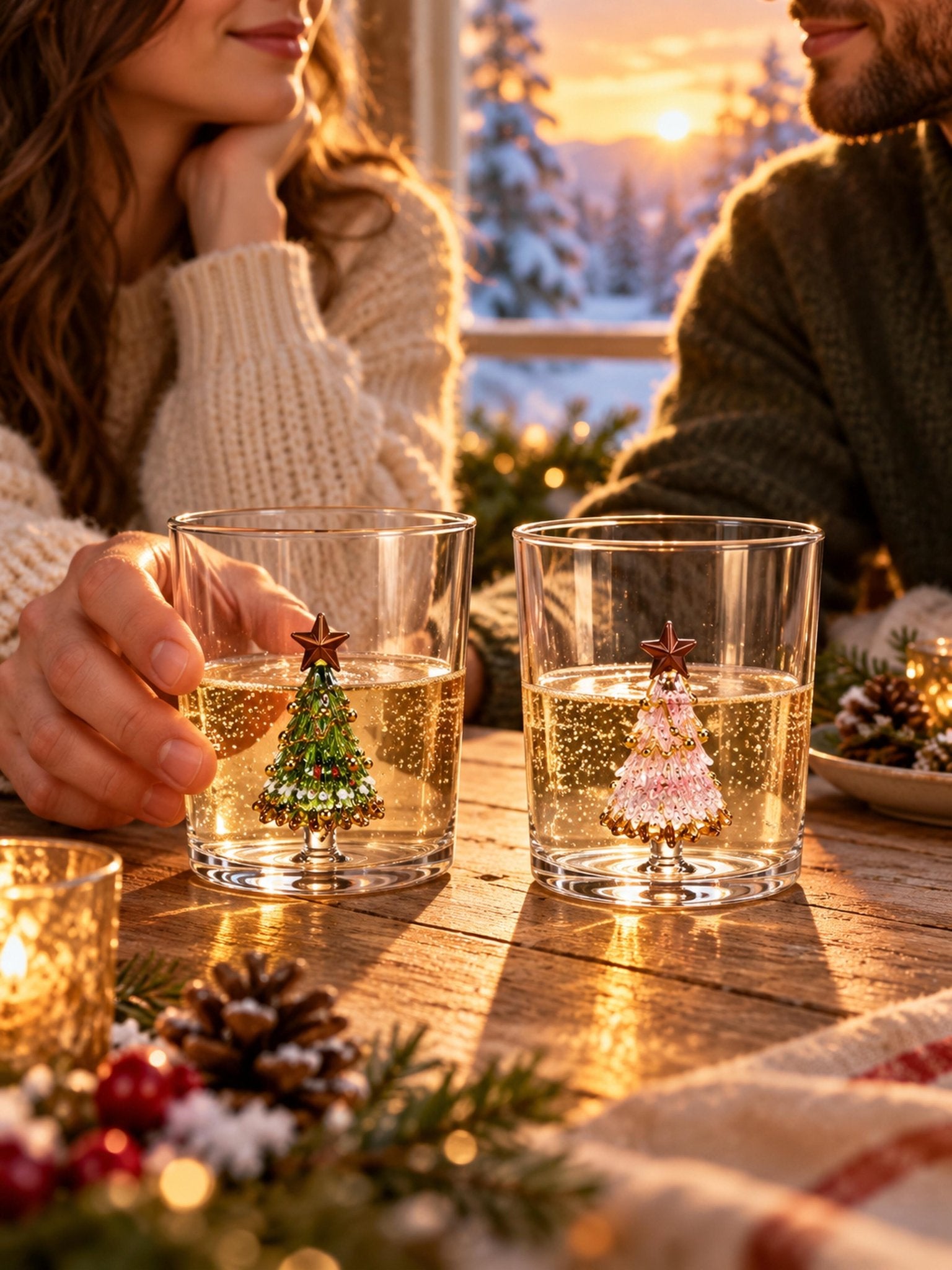 Christmas Tree Glass Tumblers Set of 2, Whimsical Glassware for Holiday Table Settings and Christmas Parties -Tumbler- Christmas Cheer Glass Tumblers Set of 2, Whimsical Pink and Green Tree Glassware for Holiday Table Settings and Christmas Parties - INSPECIAL HOME