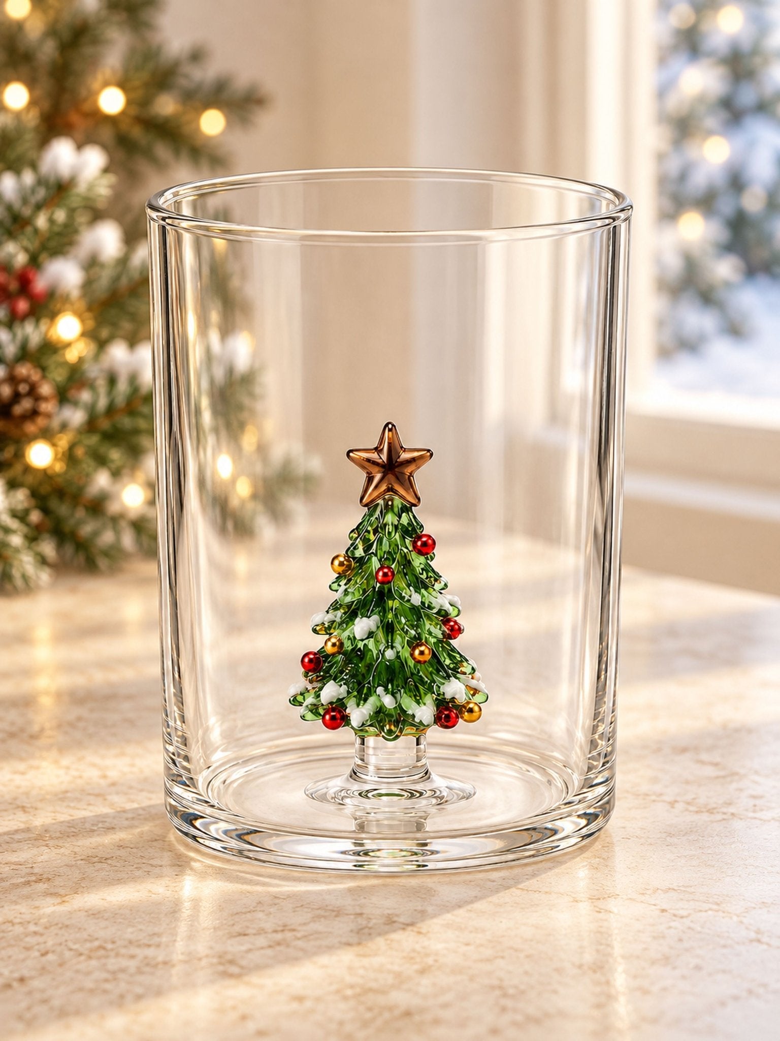 Christmas Tree Glass Tumblers Set of 2, Whimsical Glassware for Holiday Table Settings and Christmas Parties -Tumbler- Christmas Cheer Glass Tumblers Set of 2, Whimsical Pink and Green Tree Glassware for Holiday Table Settings and Christmas Parties - INSPECIAL HOME