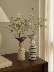 Couple Ceramic Flower Vase – Cute Whimsical Decor for Eclectic Shelf & Table -Vases- Couple Flower Vase-Lil Boy - Inspecial Home