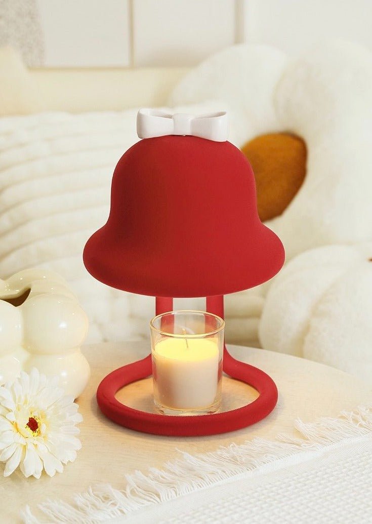Cute Creamy Bell Candle Warmer Lamp For Large Candles - Bell Candle Warmer Lamp-Rosy Bowknot - INSPECIAL HOME