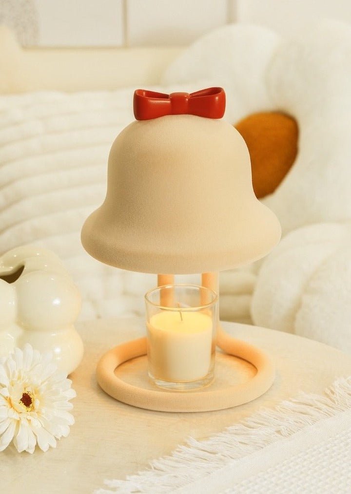 Cute Creamy Bell Candle Warmer Lamp For Large Candles - Bell Candle Warmer Lamp-Vanilla Bowknot - INSPECIAL HOME