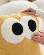 Cute Whimsical Big Eyes Puffy Decorative Throw Pillow - Big Eyes Decorative Throw Pillow-Ginger - INSPECIAL HOME