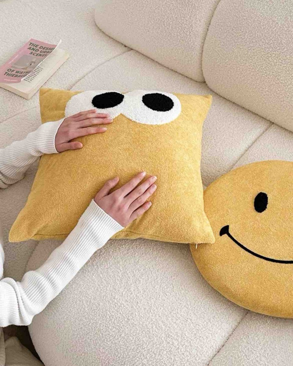 Cute Whimsical Big Eyes Puffy Decorative Throw Pillow - Big Eyes Decorative Throw Pillow-Ginger - INSPECIAL HOME