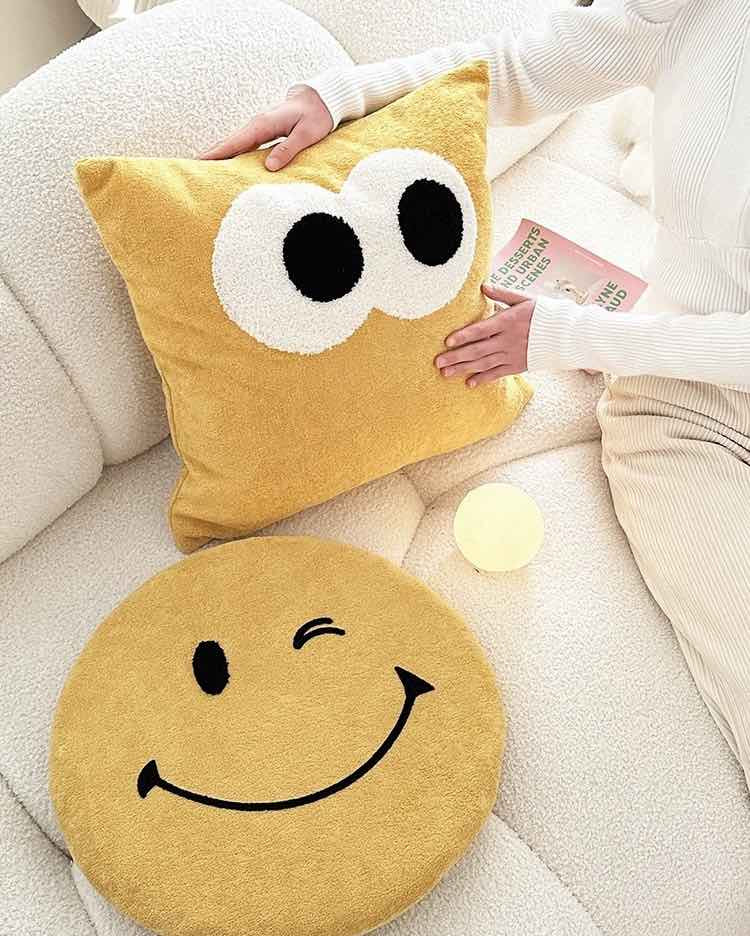 Cute Whimsical Big Eyes Puffy Decorative Throw Pillow - Big Eyes Decorative Throw Pillow-Ginger - INSPECIAL HOME