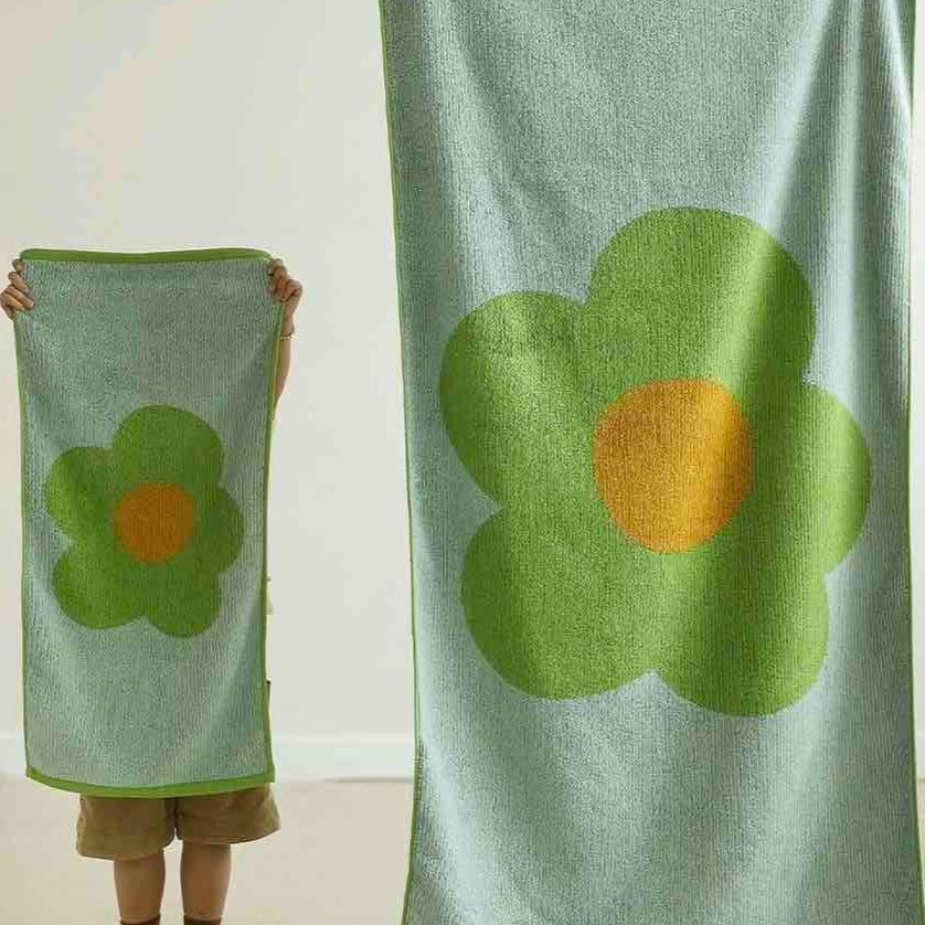 Cute Whimsical Sunflower Bath Towel - Ultra Soft & Absorbent Staple Cotton - Sunflower Bath Towel - Green Bath Towel - 140 * 70cm - INSPECIAL HOME