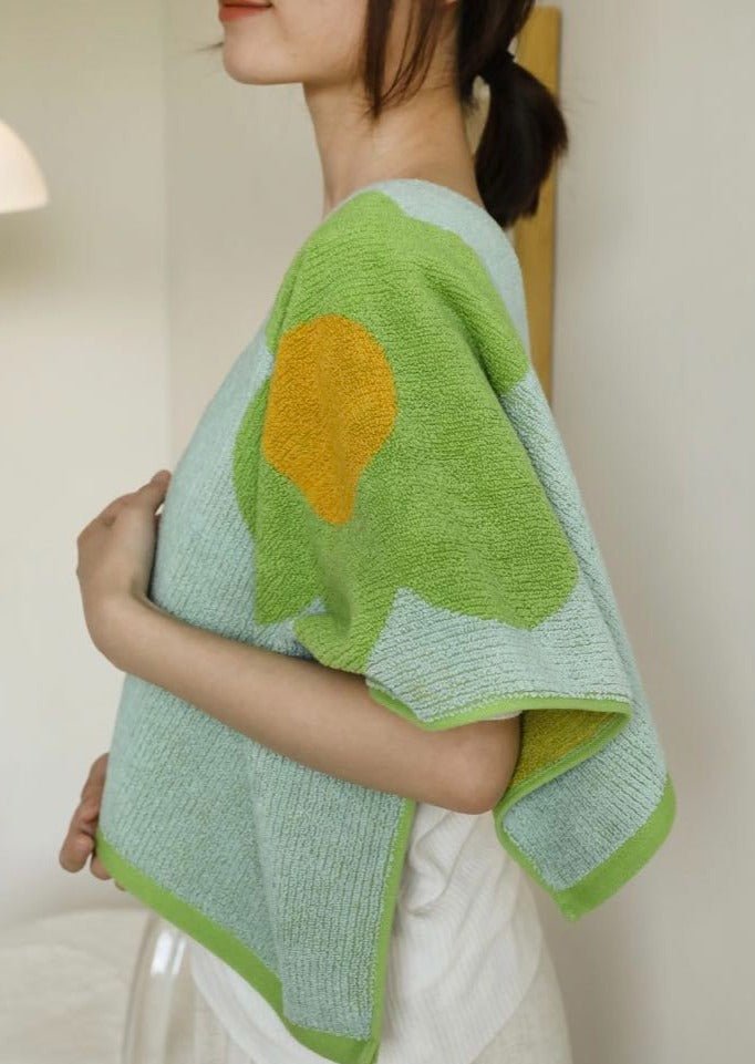 Cute Whimsical Sunflower Bath Towel - Ultra Soft & Absorbent Staple Cotton - Sunflower Bath Towel - Green Bath Towel - 140 * 70cm - INSPECIAL HOME