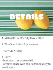 Dopamine Stripe Placemat Set Of 4 Pcs For Table Setting, Easy Cleaning - Dopamine Stripe Placemat Set - Green - Set Of 4 Pcs - INSPECIAL HOME