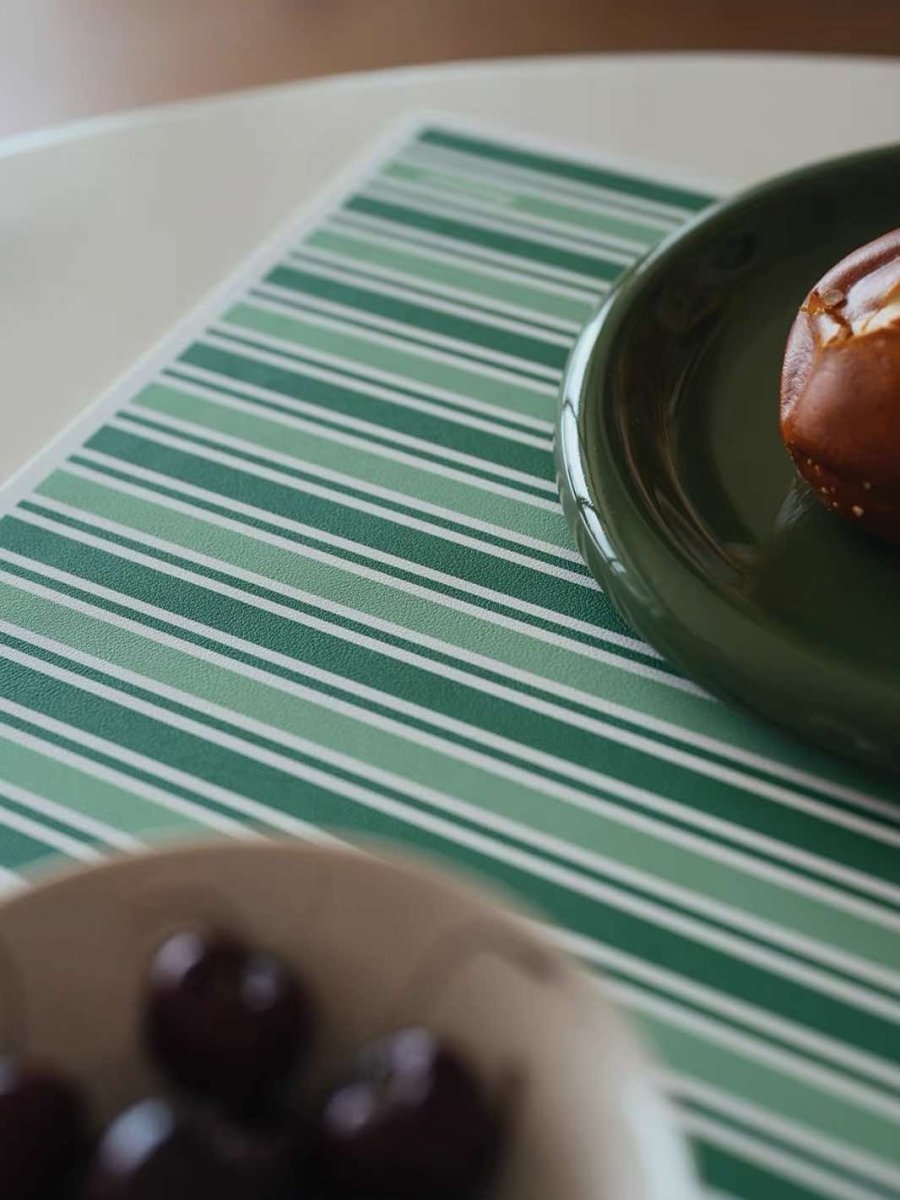 Dopamine Stripe Placemat Set Of 4 Pcs For Table Setting, Easy Cleaning - Dopamine Stripe Placemat Set - Green - Set Of 4 Pcs - INSPECIAL HOME