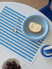 Dopamine Stripe Placemat Set Of 4 Pcs For Table Setting, Easy Cleaning - Dopamine Stripe Placemat Set - Blue - Set Of 4 Pcs - INSPECIAL HOME