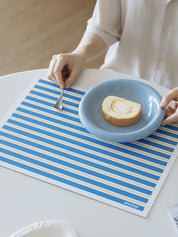 Dopamine Stripe Placemat Set Of 4 Pcs For Table Setting, Easy Cleaning - Dopamine Stripe Placemat Set - Blue - Set Of 4 Pcs - INSPECIAL HOME