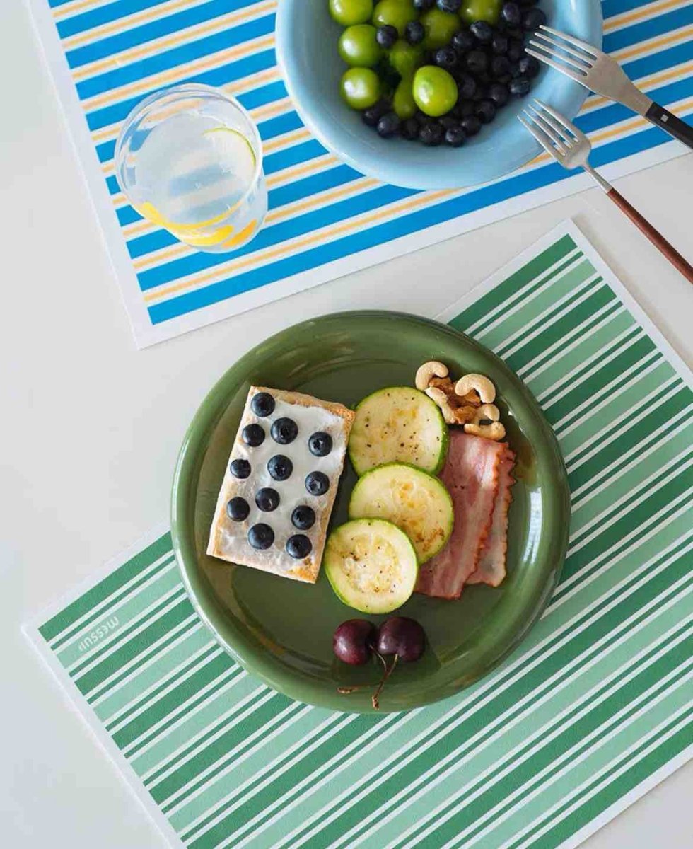 Dopamine Stripe Placemat Set Of 4 Pcs For Table Setting, Easy Cleaning - Dopamine Stripe Placemat Set - Blue - Set Of 4 Pcs - INSPECIAL HOME