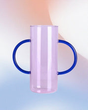 Dual - handle Dopamine Glass Flower Vase - Whimsical Table Setting Centerpiece - Dual-handle Dopamine Glass Flower Vase-Blueberry - INSPECIAL HOME