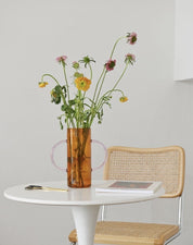 Dual - handle Dopamine Glass Flower Vase - Whimsical Table Setting Centerpiece - Dual-handle Dopamine Glass Flower Vase-Amber - INSPECIAL HOME