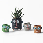 Dummy Robot Plant Flower Pot, Handmade Indoor / Outdoor Whimsical Ceramic Pots - Dummy Robot Pot - Green - INSPECIAL HOME