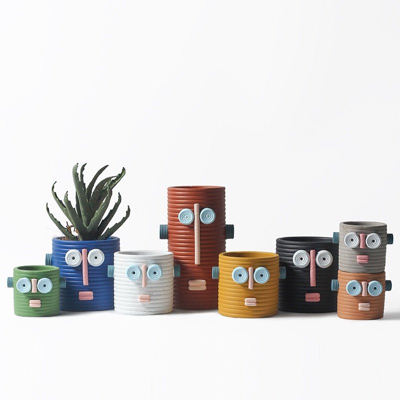 Dummy Robot Plant Flower Pot, Handmade Indoor / Outdoor Whimsical Ceramic Pots - Dummy Robot Pot - Green - INSPECIAL HOME