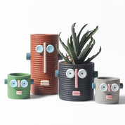 Dummy Robot Plant Flower Pot, Handmade Indoor / Outdoor Whimsical Ceramic Pots - Dummy Robot Pot - Green - INSPECIAL HOME