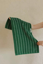 Earthy Tone Pinstripe Bath Towel — 100% Long - Staple Cotton, Soft, Plush & Absorbent - Modern Earthy - tone Pinstripe Towel - Green - Hand Towel - INSPECIAL HOME
