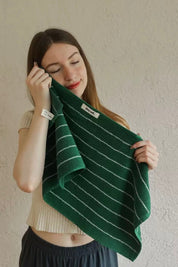 Earthy Tone Pinstripe Bath Towel — 100% Long - Staple Cotton, Soft, Plush & Absorbent - Modern Earthy - tone Pinstripe Towel - Green - Bath Towel - INSPECIAL HOME