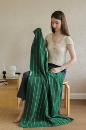 Earthy Tone Pinstripe Bath Towel — 100% Long - Staple Cotton, Soft, Plush & Absorbent - Modern Earthy - tone Pinstripe Towel - Green - Bath Towel - INSPECIAL HOME