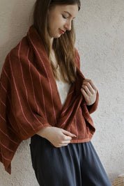 Earthy Tone Pinstripe Bath Towel — 100% Long - Staple Cotton, Soft, Plush & Absorbent - Modern Earthy - tone Pinstripe Towel - Green - Bath Towel - INSPECIAL HOME