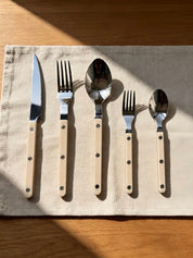 Elegant Modern Nordic Flatware Set Of 10 - Bistrot Rivet Cutlery Silverware -Flatware Sets- 10-Pcs Nordic Style Flatware Set - Ivory - INSPECIAL HOME