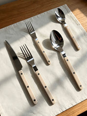 Elegant Modern Nordic Flatware Set Of 10 - Bistrot Rivet Cutlery Silverware -Flatware Sets- 10-Pcs Nordic Style Flatware Set - Ivory - INSPECIAL HOME