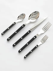 Elegant Modern Nordic Flatware Set Of 10 - Bistrot Rivet Cutlery Silverware -Flatware Sets- 10-Pcs Nordic Style Flatware Set - Obsidian - INSPECIAL HOME