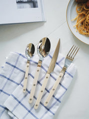 Elegant Modern Nordic Flatware Set Of 10 - Bistrot Rivet Cutlery Silverware -Flatware Sets- 10-Pcs Nordic Style Flatware Set - Ivory - INSPECIAL HOME