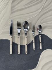 Elegant Modern Nordic Flatware Set Of 10 - Bistrot Rivet Cutlery Silverware -Flatware Sets- 10-Pcs Nordic Style Flatware Set - Ivory - INSPECIAL HOME