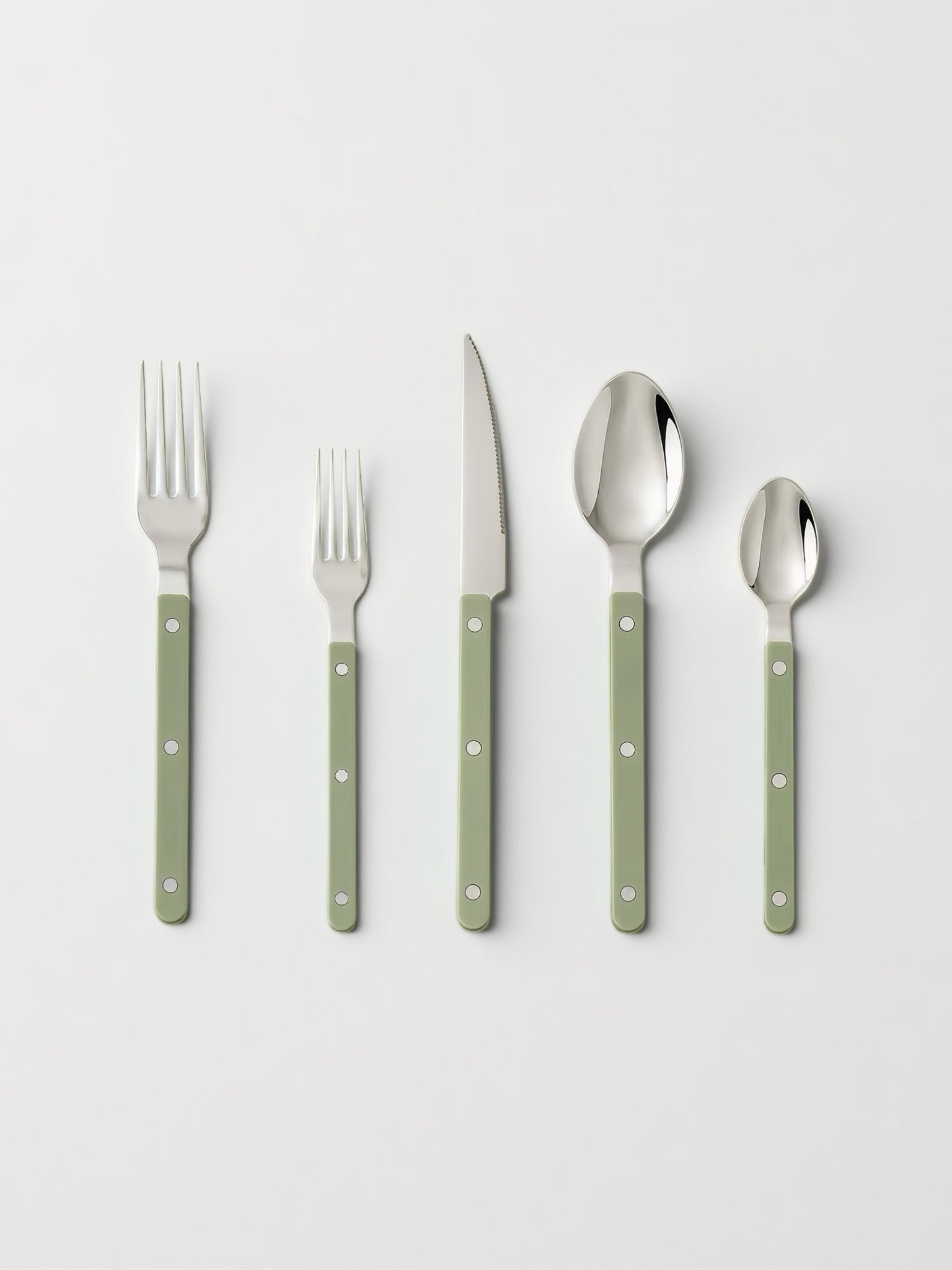 Elegant Modern Nordic Flatware Set Of 10 - Bistrot Rivet Cutlery Silverware -Flatware Sets- 10-Pcs Nordic Style Flatware Set - Avocado - INSPECIAL HOME