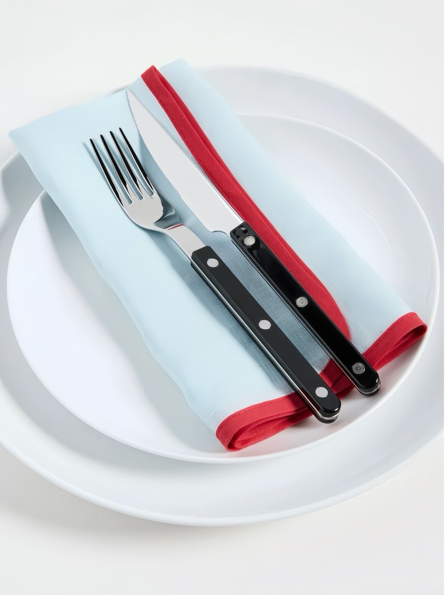 Elegant Modern Nordic Flatware Set Of 8 ( $4.9 Each ) - Bistrot Rivet Cutlery Silverware - Flatware Sets - 8 - Pcs Nordic Style Flatware Set - Ivory - Sabre Paris