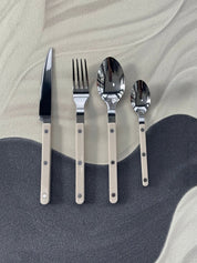 Elegant Modern Nordic Flatware Set Of 8 ( $4.9 Each ) - Bistrot Rivet Cutlery Silverware - Flatware Sets - 8 - Pcs Nordic Style Flatware Set - Ivory - Sabre Paris