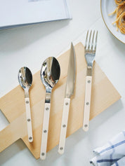 Elegant Modern Nordic Flatware Set Of 8 ( $4.9 Each ) - Bistrot Rivet Cutlery Silverware - Flatware Sets - 8 - Pcs Nordic Style Flatware Set - Ivory - Sabre Paris