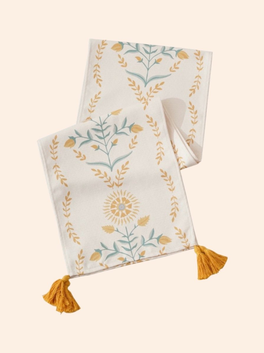 French Style Floral Table Runner - French Style Floral Table Runner - Yellow - INSPECIAL HOME