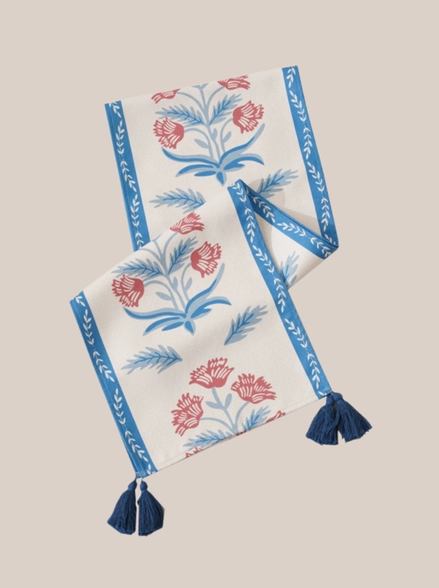 French Style Floral Table Runner - French Style Floral Table Runner - Blue - INSPECIAL HOME