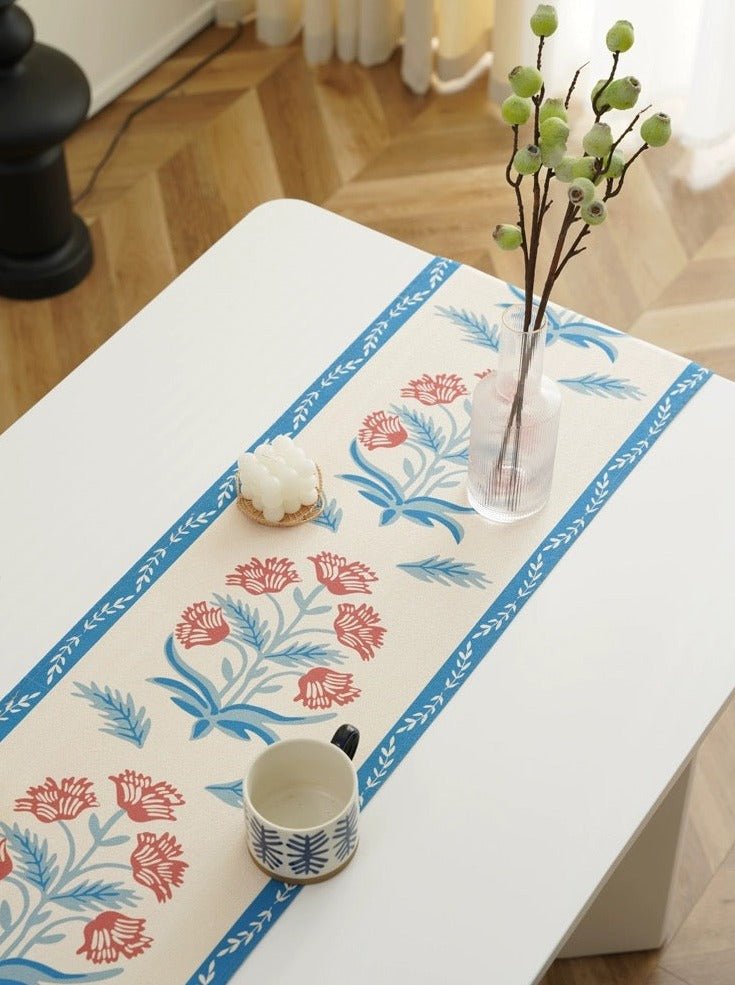 French Style Floral Table Runner - French Style Floral Table Runner - Blue - INSPECIAL HOME