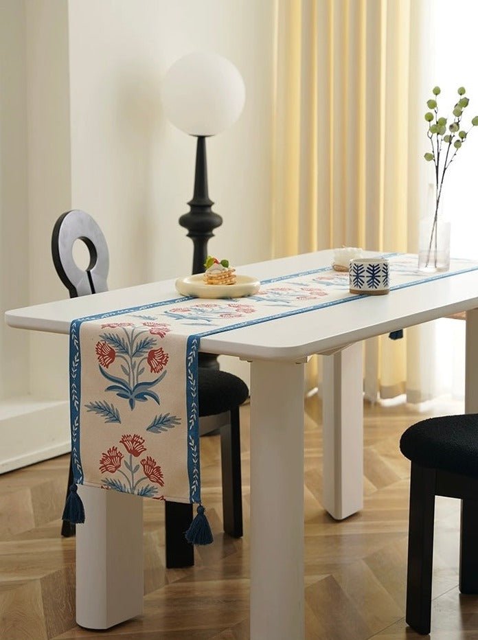 French Style Floral Table Runner - French Style Floral Table Runner - Blue - INSPECIAL HOME