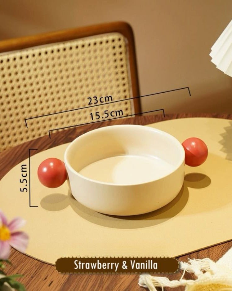 Gelato Pasta Bowl - Cute Dopamine Whimsical Ceramic Dinnerware - Gelato Pasta Bowl-Strawberry & Vanilla - INSPECIAL HOME